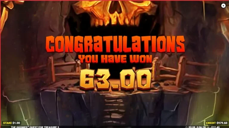 Tampilan antarmuka mobile slot The Goonies Quest for Treasure 3