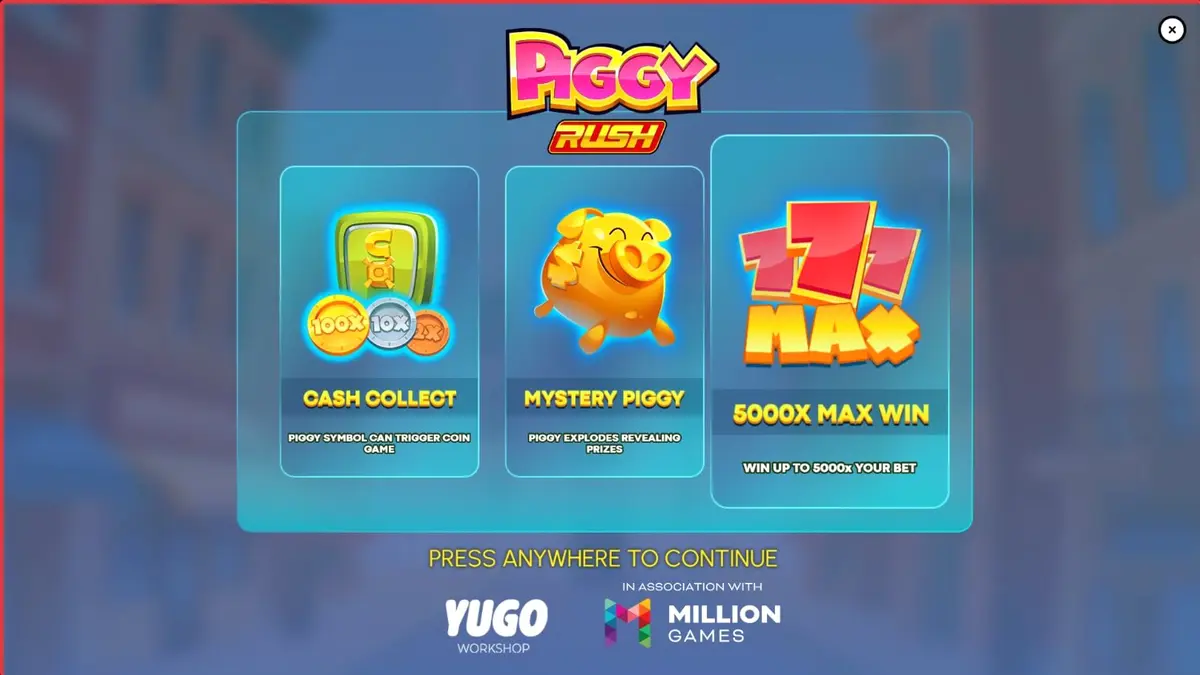 Tampilan visual slot Piggy Rush dengan tema pertanian dan koin emas