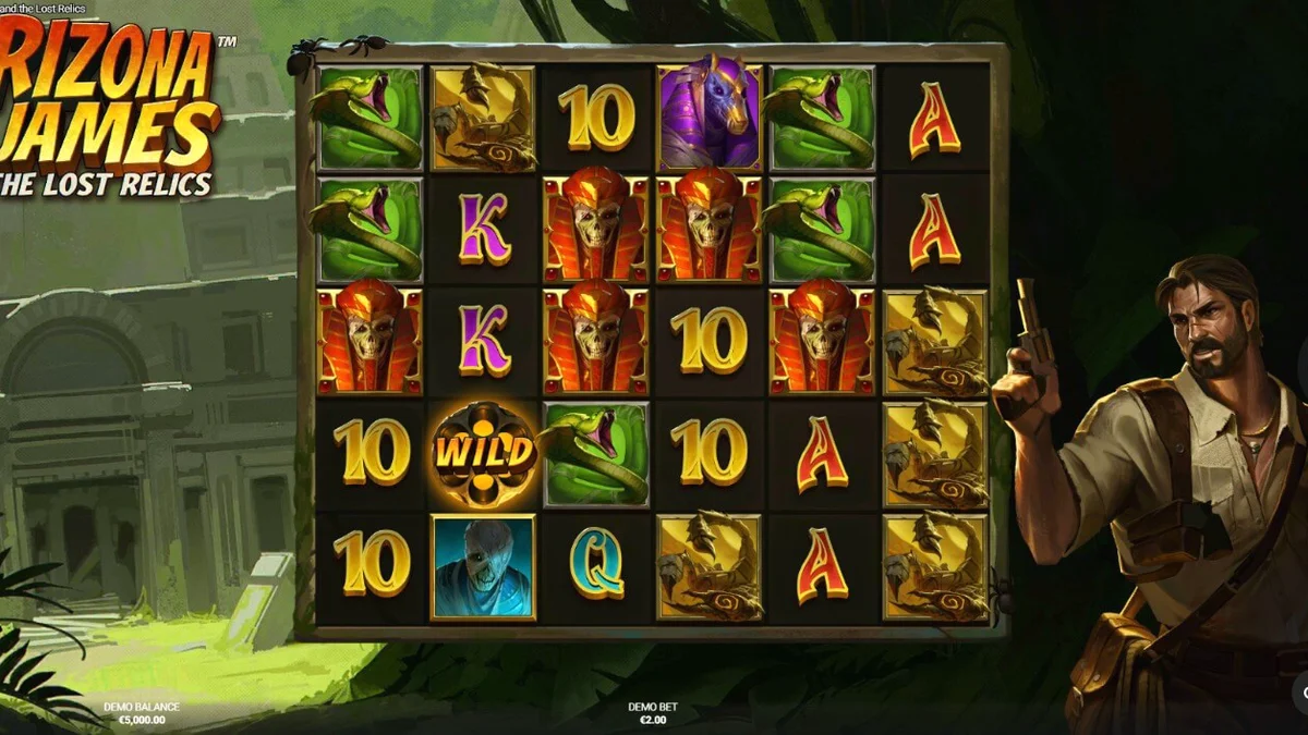 Arizona James and the Lost Relics slot game screen