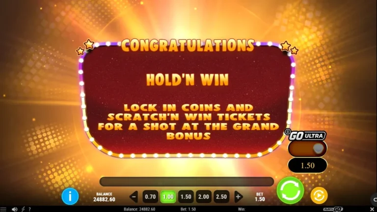 Tampilan visual slot Granny’s Wild dengan tema neon Vegas yang ceria